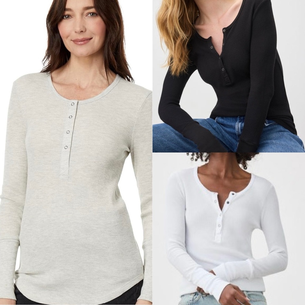 Splendid Women's Henley Long Sleeve Waffle Top. XS S